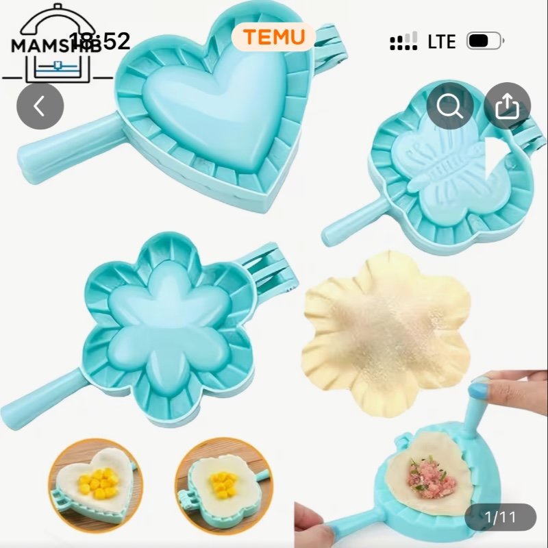 Ensemble de 3 Moules à Raviolis MAMSHIB - Formes Cœur, Papillon et Fleur