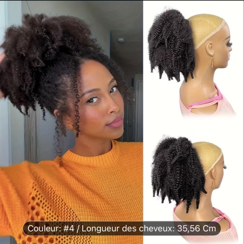 BELLE SHOW Queue de Cheval Bouclée Afro de 35.56 cm avec Pinces