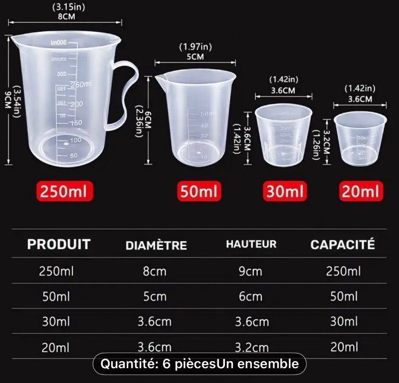 Ensemble de 6 gobelets doseurs