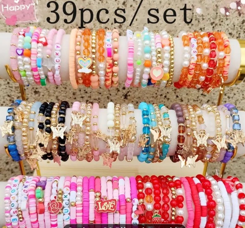 Ensemble de bracelets de perles de verre mignon de 39 pièces