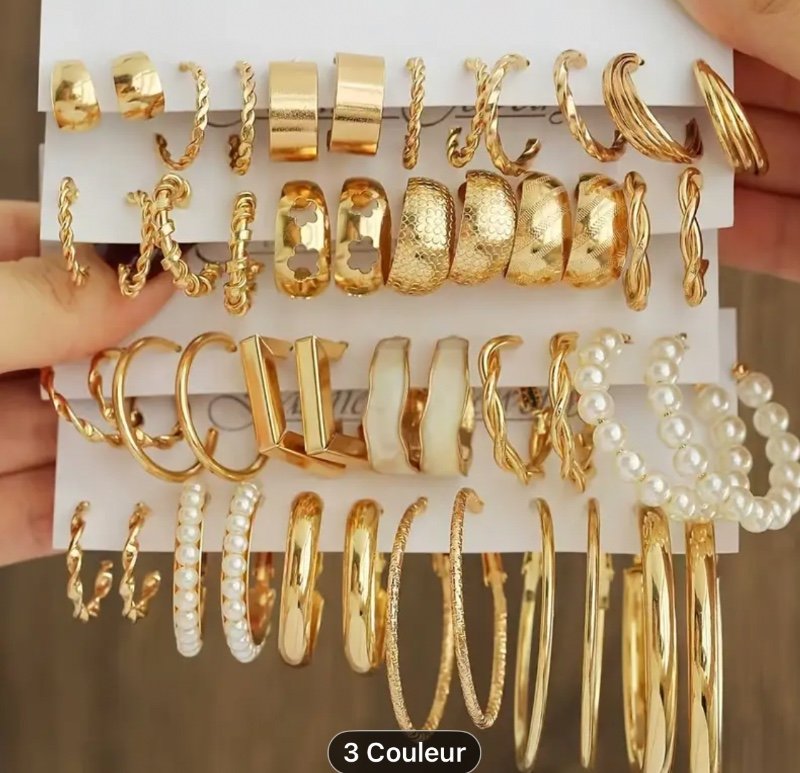 48 pièces de Boucles d'Oreilles Femme en Forme de C