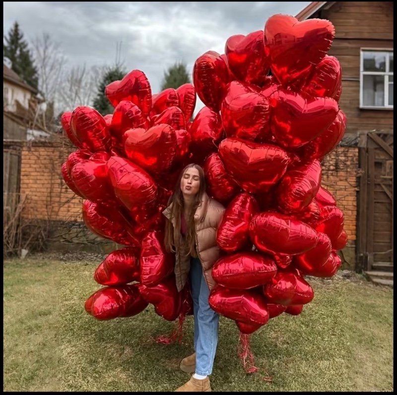 50 Ballons en aluminium rouge en forme de cœur