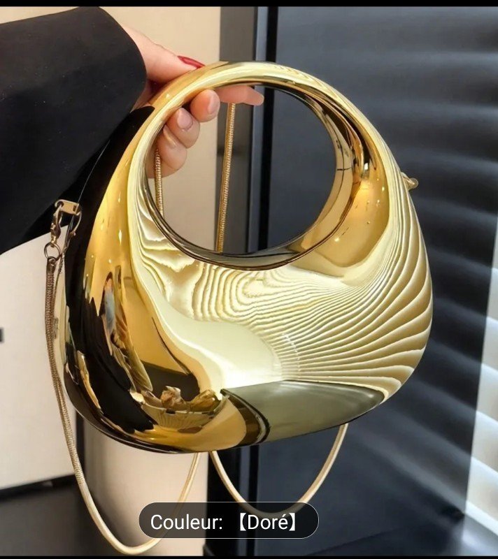 Sac bandoulière diagonale doré en acrylique avec chaîne