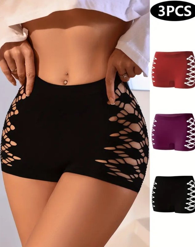 Lot de 3 culottes minimalistes unies à découpes géométriques