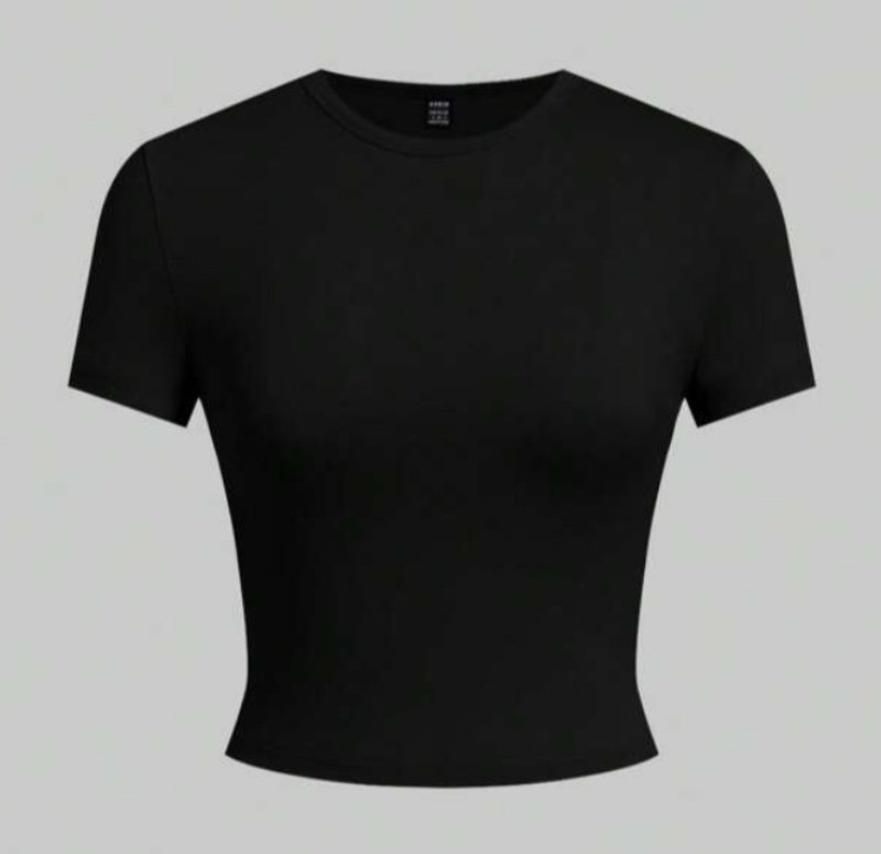 SHEIN EZwear 5 pièces/set de t-shirts basiques à manches courtes coupe slim de couleur unie