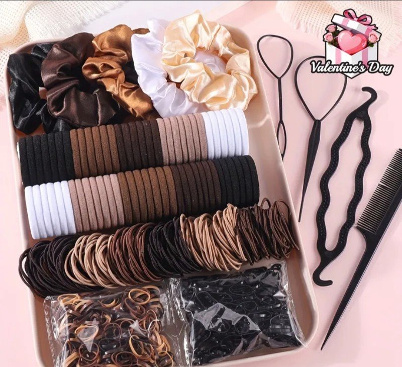 1109pcs Ensemble d'accessoires pour cheveux noirs pour femmes