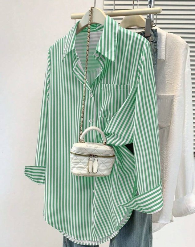 Chemise Rayée Vert