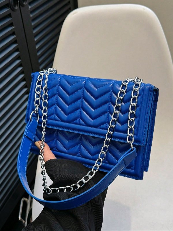 Sac À Bandoulière À Rabat À Chaîne Incrustée De Strass À La Mode Avec Design De Sangle De Chaîne De Treillis De Strass