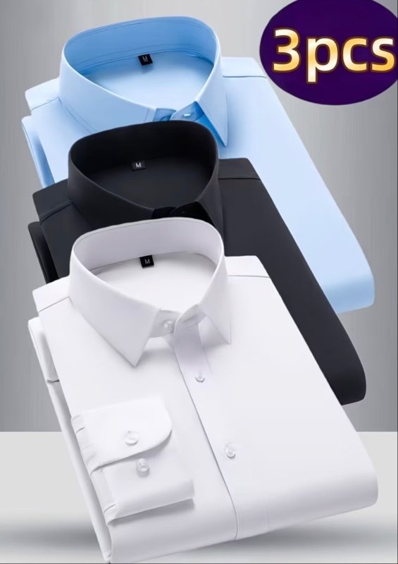 Ensemble de trois chemises à manches longues pour hommes
