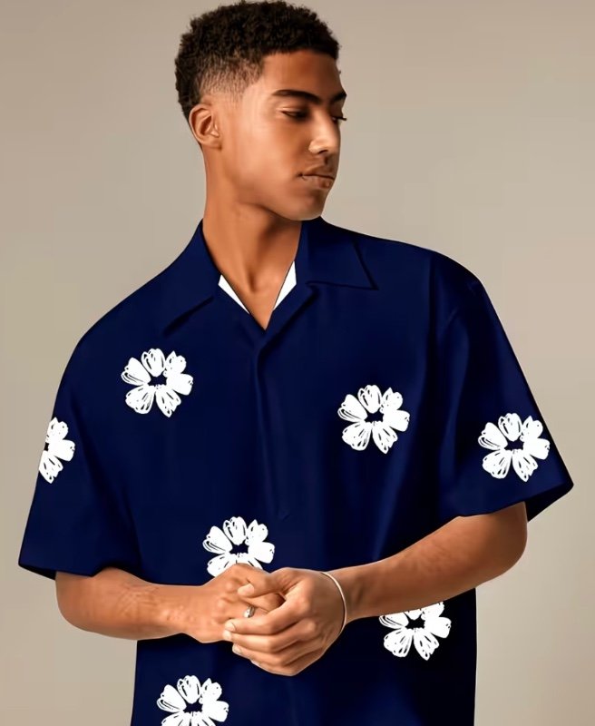 Chemise à manches mi-longues imprimée florale