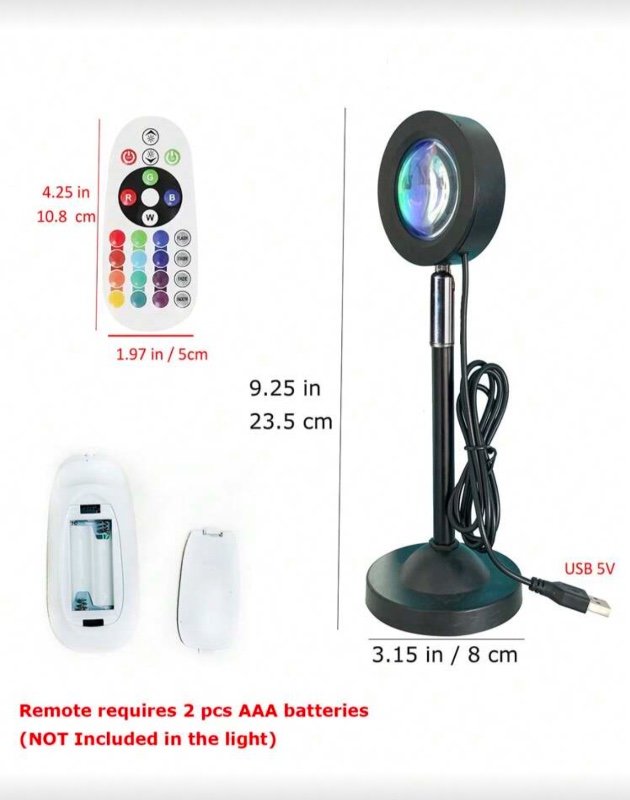 1pc RGB Sunset Projection Light/Monochrome Sunset Light, 5V USB Input