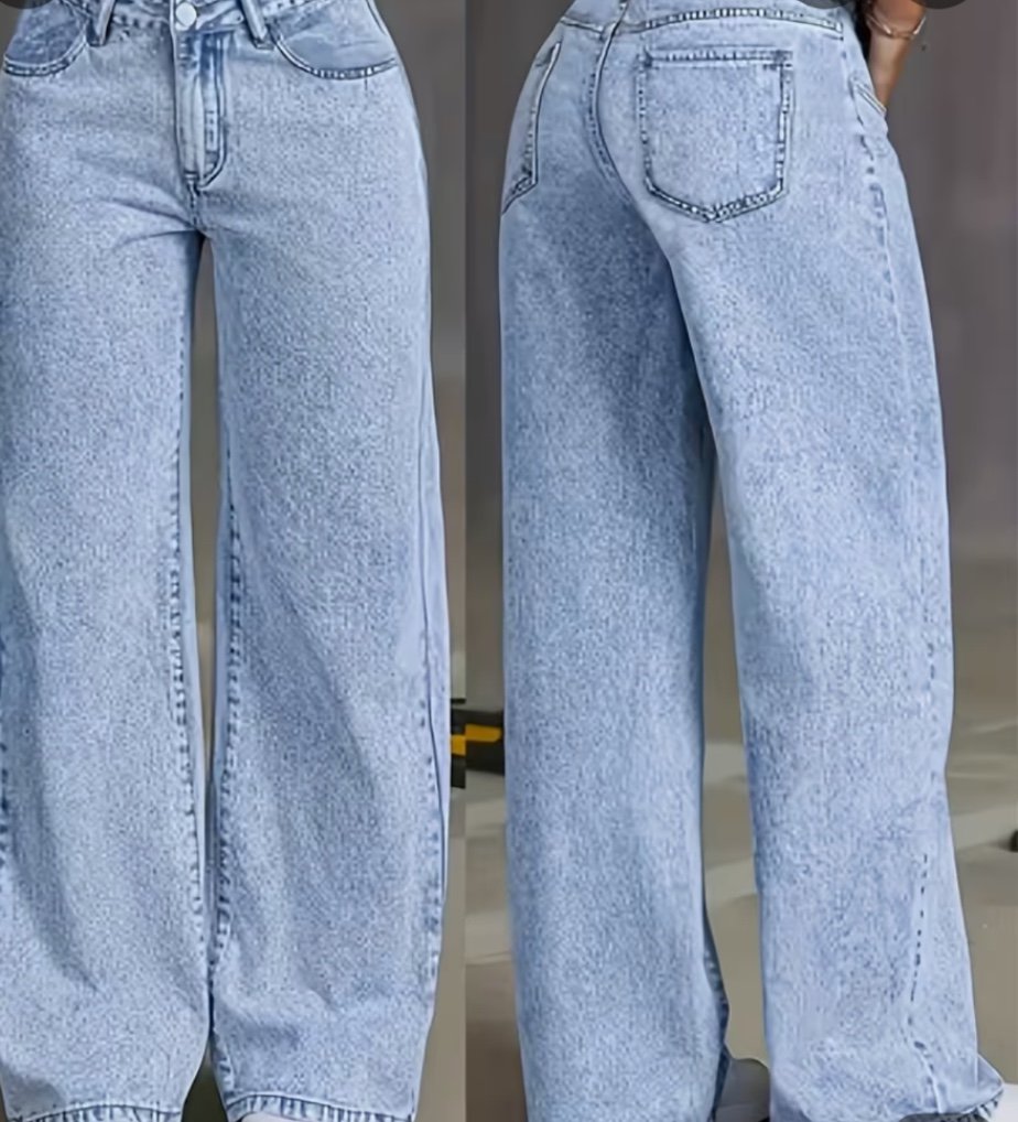 Jeans droits extensibles pour femmes, coupe ample et confortable, pantalon en denim bleu clair délavé