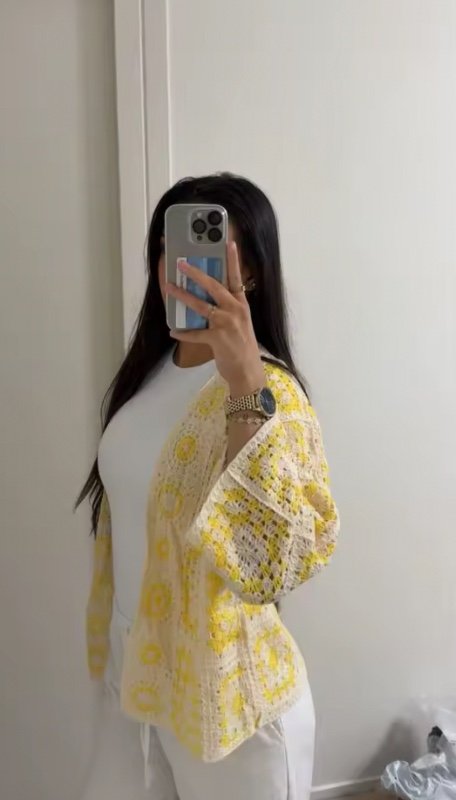 SINGREINY Vintage Boho lâche Plaid Cardigans femme manches longues crochet fleur creux hauts