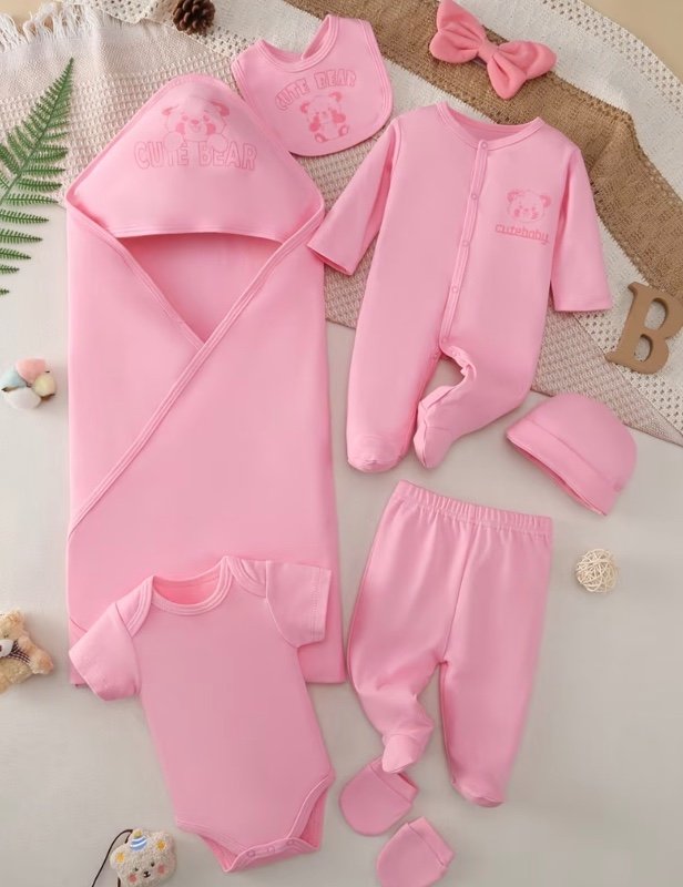Ensemble de 7 pièces en coton pour bébé fille