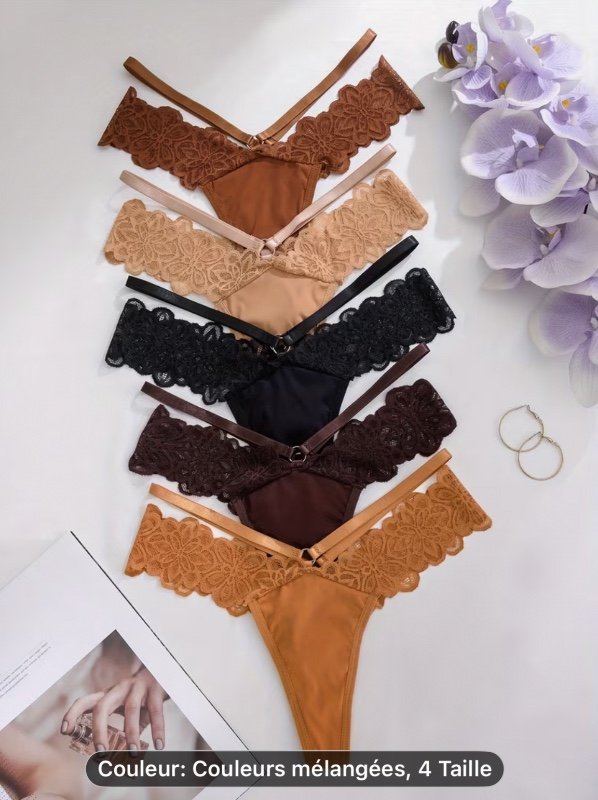 Ensemble de 5 culottes string unies