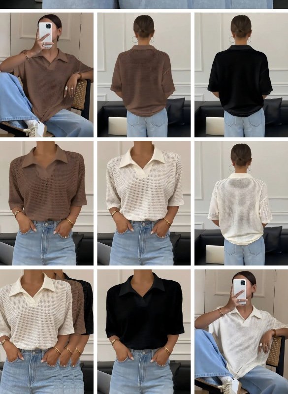 Lot de 3 T-shirts à col rond pour femmes, couleur unie, coupe décontractée et ample (Style ciblé)