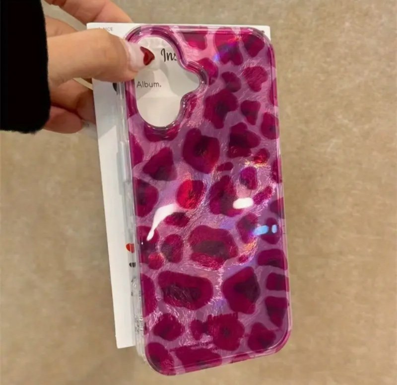 Coque de Téléphone Motif Glacier Imprimé Léopard Violet pour iPhone 17 16 15 14 13 12 11 Pro Max XS Max X XR 7 8 Plus SE 2022 16E 17Air - Protection Antichoc