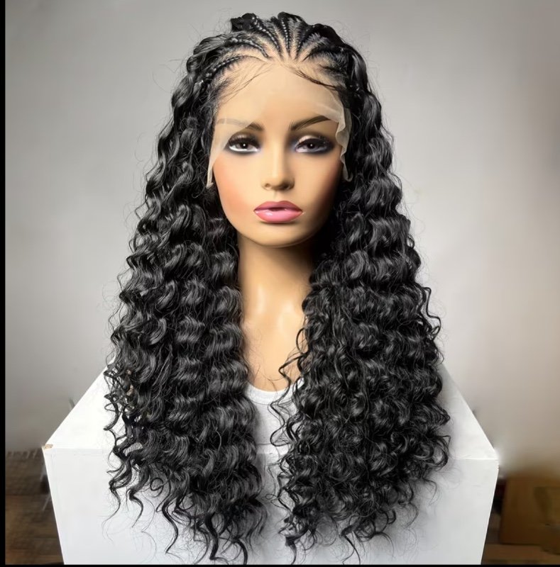 Perruque élégante et bouclée en fibre haute température avec bandeau en dentelle 13x4 pour femmes - Cheveux synthétiques de densité, aspect naturel pour les fêtes et les occasions spéciales, perruques, accessoire capillaire de luxe