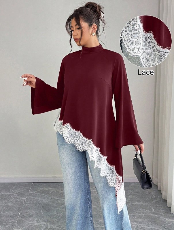 Blouse asymétrique en dentelle