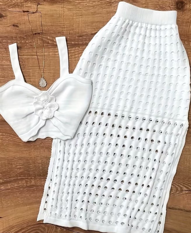 Ensemble jupe échancrée et débardeur court pour fem