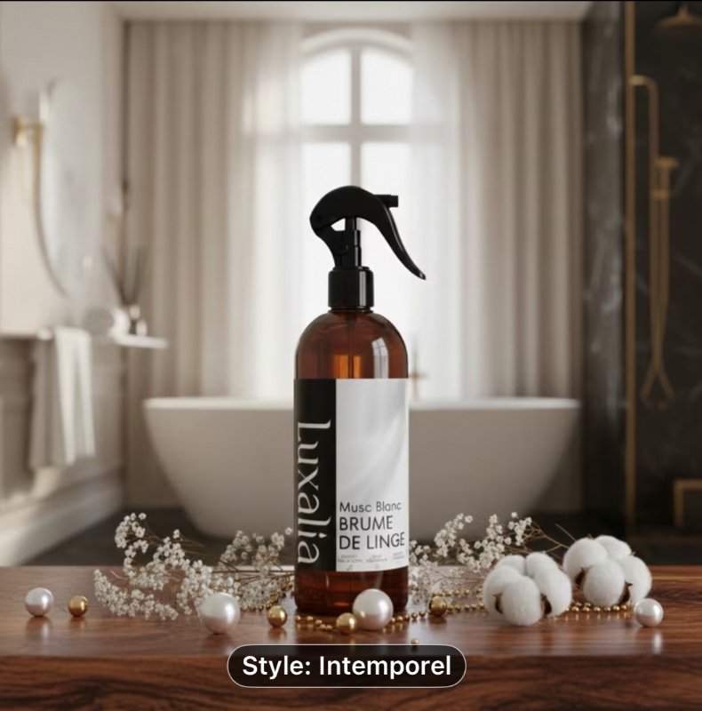 Brume de Linge Musc Blanc - Parfum Intense et Durable - White Musk - Haute Qualité - 500ml - LUXALIA