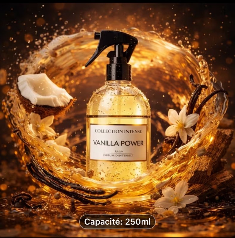 Collection Intense Vanilla Power 250ml – Parfum d’Intérieur Vanille & Noix de Coco, Palo Santo, Musc – Spray Maison Longue Durée