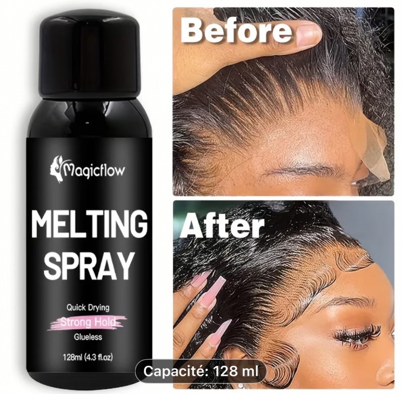 Spray de fixation naturelle pour dentelle 128 ml / 4,3 fl. oz – Spray de fixation puissant sans adhésif pour perruques | Adhésif pour cheveux à séchage rapide | Mise en forme naturelle, spray pour perruque longue durée