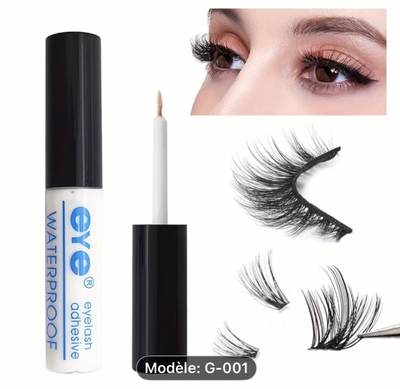 Colle à Cils Forte Tenue Séchage Rapide - Résistante, Adhésion Longue Durée pour Faux Cils - Pinceau de Précision -Tâches, Compatible avec Tous les Types d'Extensions Capillaires Artificielles - Usage Quotidien, Application Maquillage, Emballage Élégant,