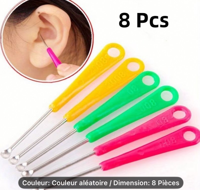 Ensemble d'Outils de Retrait du Cérumen Métalliques 4/8/20 pièces pour Enlever le Cérumen, Curette et Nettoyant, Ensemble de Cuillères pour Soin des Oreilles, Accessoires Beauté Faciale