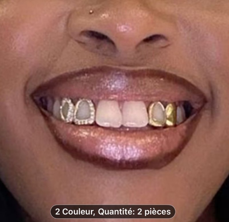 Ensemble de 2 bijoux tendance avec cuivre et incrustations de zircone, design creux en forme de cœur et grillz élégants, parfait comme cadeau stylé pour tous.