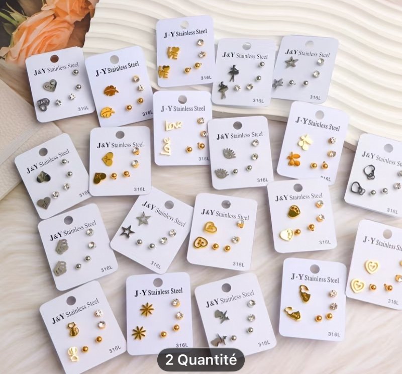 15/30 Paires/Paire de Boucles d'Oreilles en Acier Inoxydable Simple, Élégantes et Charmantes pour Femmes avec Couronne, Cœur, Papillon, Étoile, Motif de Design, Convient pour un Usage Quotidien, Bijoux Festifs, Cadeau de Fête et de Vacances