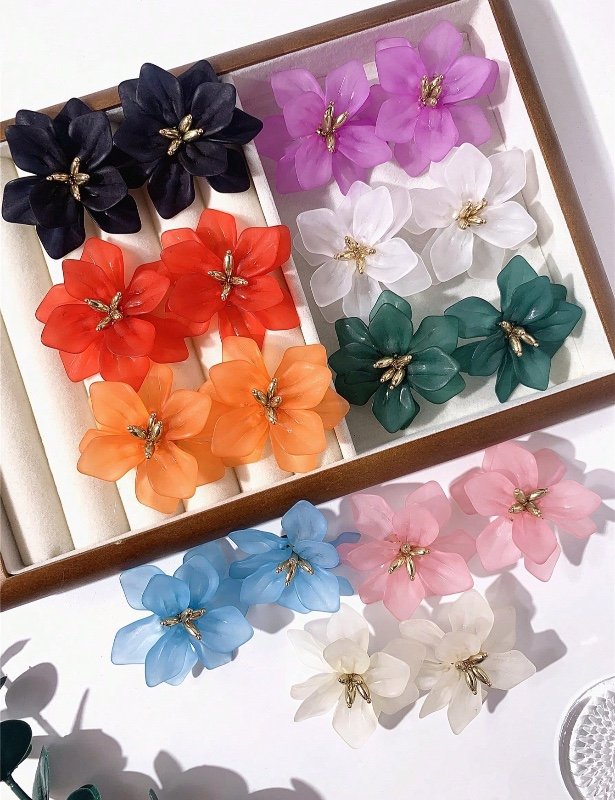 2 pièces/1 paire de boucles d'oreilles bohèmes vintage à grandes fleurs de lotus pour femme,