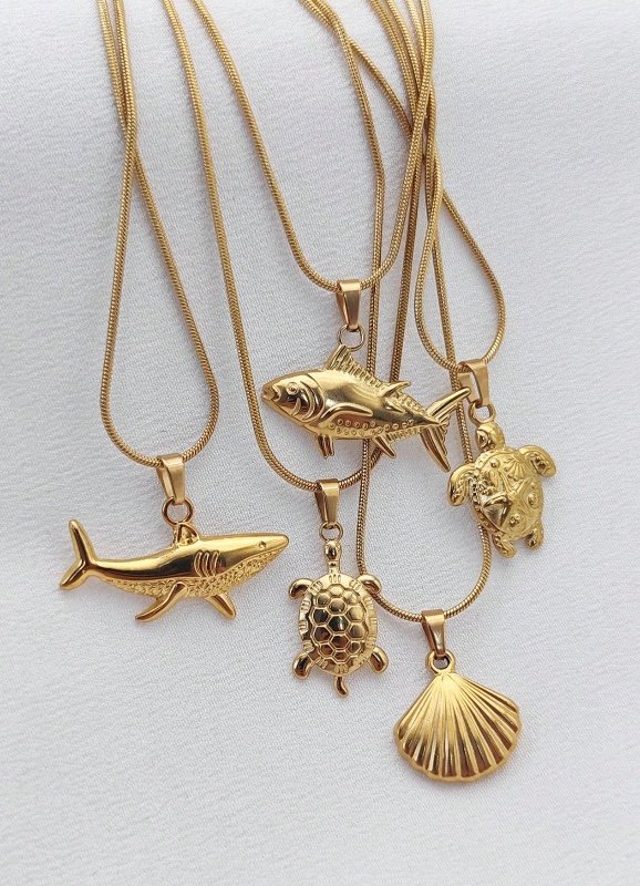 1 collier pendentif minimaliste et tendance en acier inoxydable, motif marin assorti, idéal pour les couples au quotidien