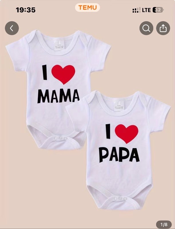 Ensemble de 2 bodies pour bébé avec amour pour papa et maman