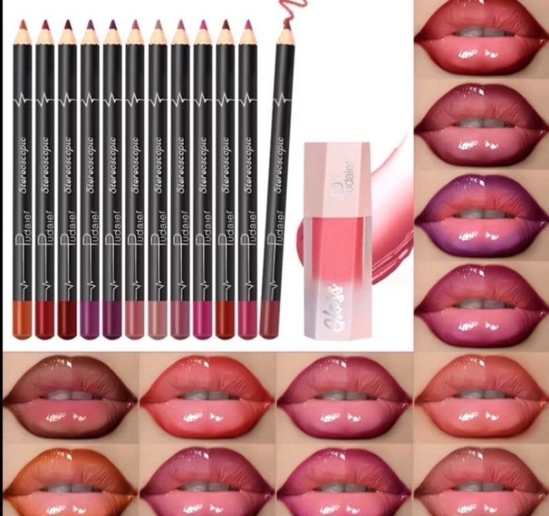 Ensemble 13 pièces de rouge à lèvres mat nude waterproof, crayon à lèvres longue tenue, formule légère non desséchante en tons terres pour tenue décontractée, couleur lèvres à embout velours, finition mate | Combo lèvres