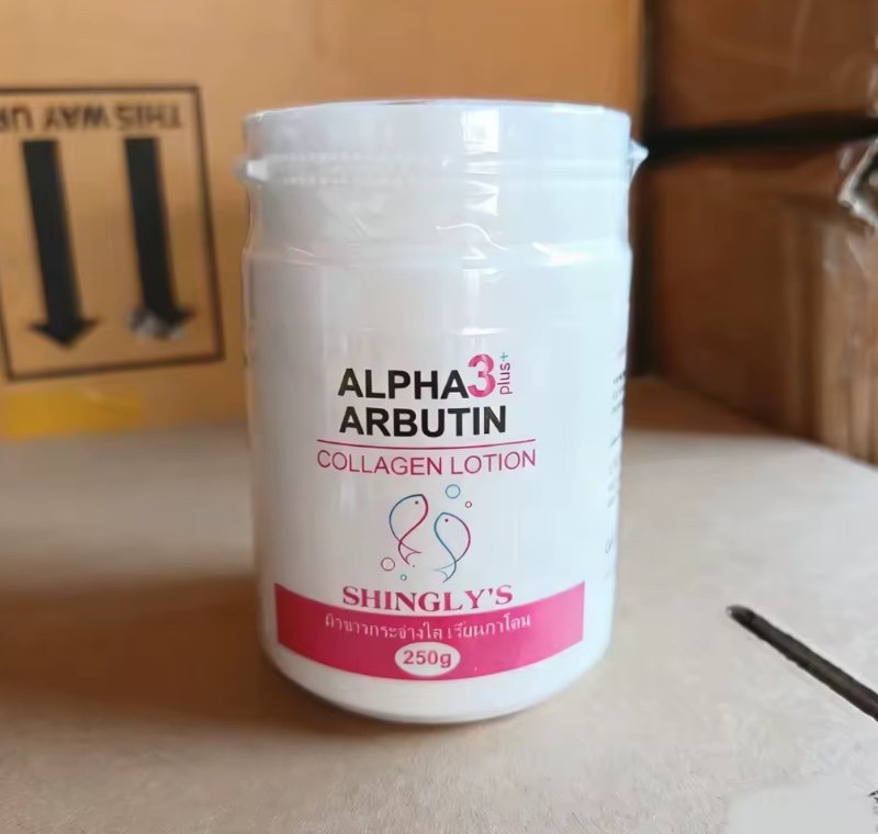 Thaïlande ALPHA 3 Plus ARBUTIN arbutine collagène lotion pour le corps 200g-hydratant blanchissant pour peau rayonnante éclaircissant même ton