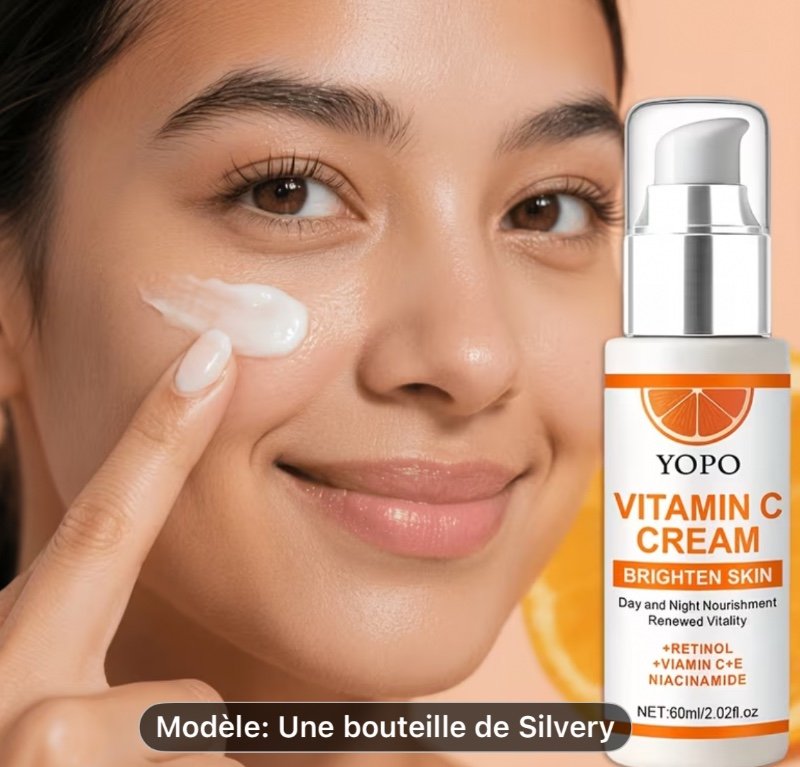 Crème Éclaircissante à la Vitamine C - Contre l'Apparence des Taches Brunes, Convient à Tous les Types de Peau, Collagène, Niacinamide et Acide Kojique, Formule Non Grasse, Hydrate la Peau - Éclaircit et Unifie le Beige Clair