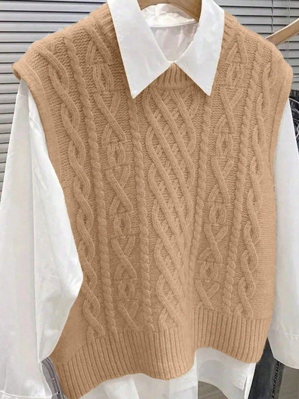 Gilet sans manches à col rond polyvalent