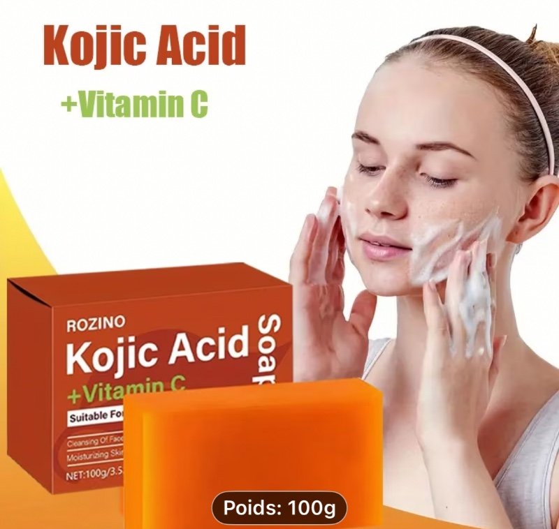 Savon au curcuma et à l'acide kojique, Savon à l'acide kojique et au curcuma, Savon Kojie San, Dense et propre sans tiraillement, Savon à la vitamine C et à l'acide kojique pour éliminer les taches brunes, Savon à l'acide kojique, Savon artisanal nourriss