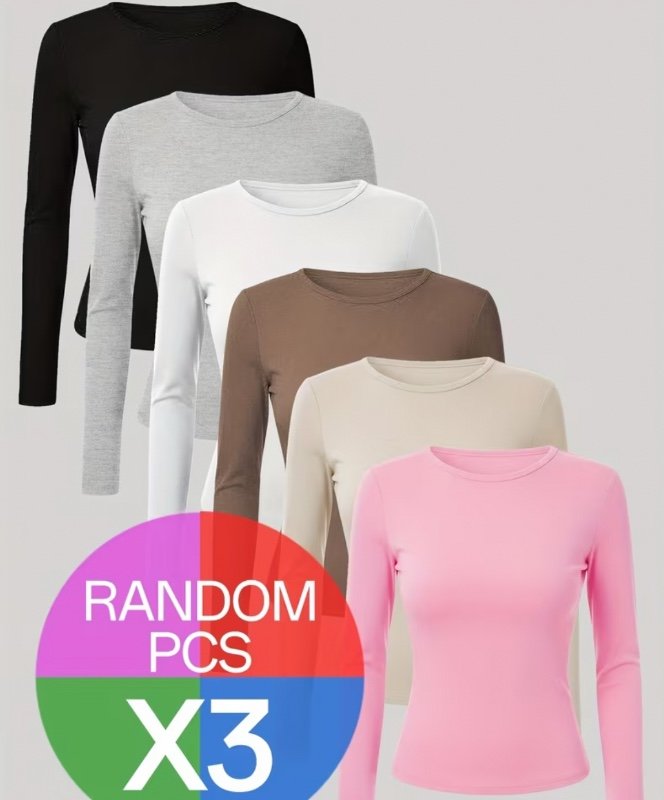 Lot de 3 Hauts à Manches Longues Femme - Mixte