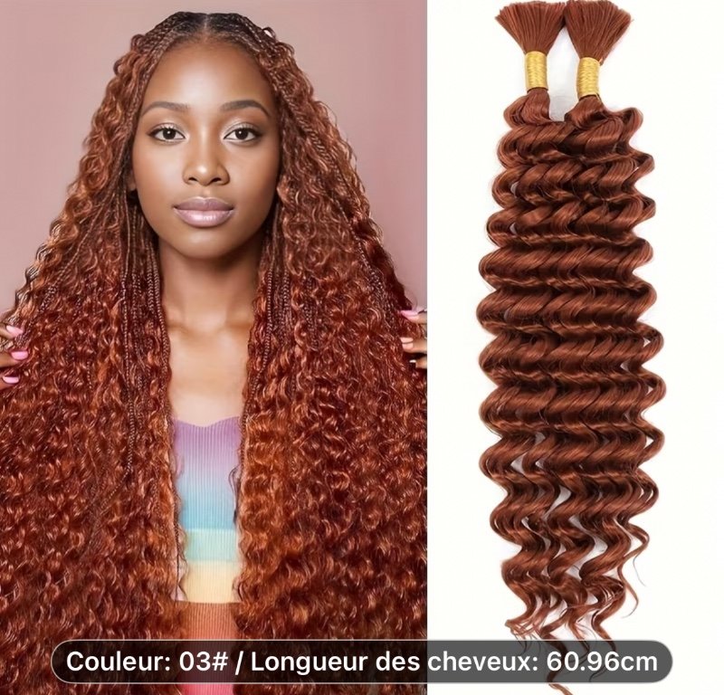 45,72 cm/60,96 cm 2 Paquets de Cheveux Ondulés Profonds pour Tressage Sans Trame Micro Faux Cheveux à Effet Mouillé et Ondulation pour Braids Boho