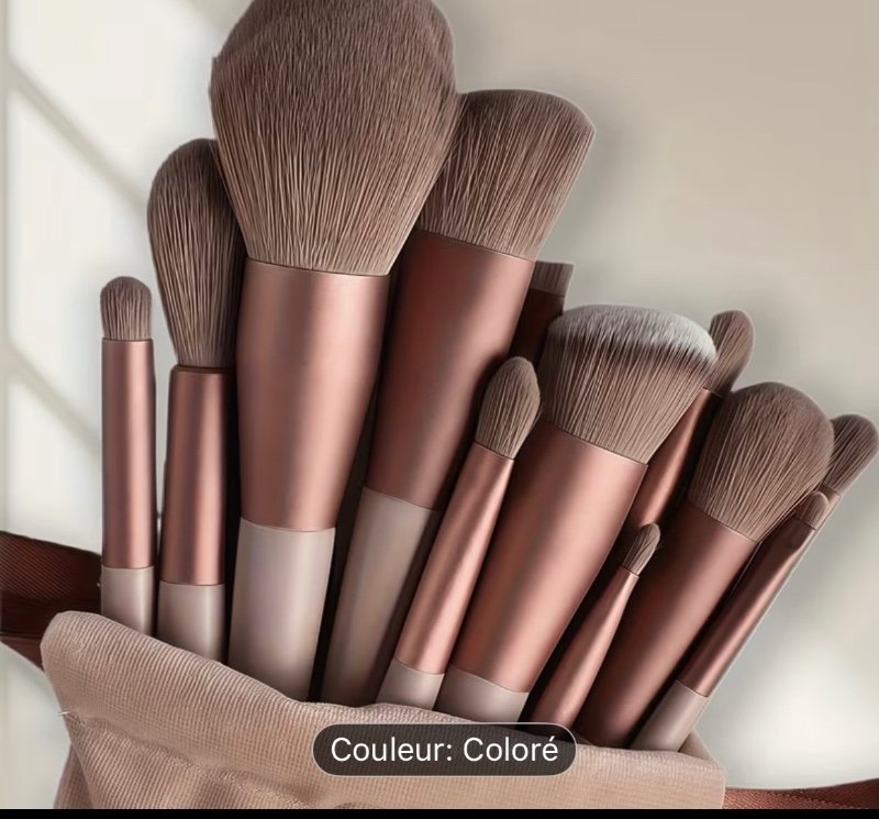 13 pièces Ensemble de Pinceaux de Maquillage Professionnels à Poils Doux pour Fard à Paupières, Fond de Teint et Blush