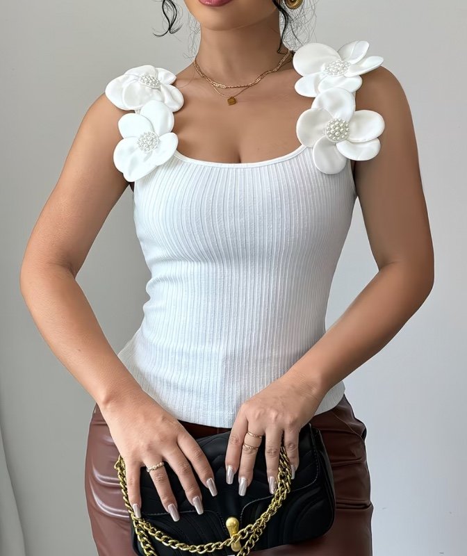 Haut décontracté à manches courtes et col carré pour femmes, imprimé floral tendance et Niannian