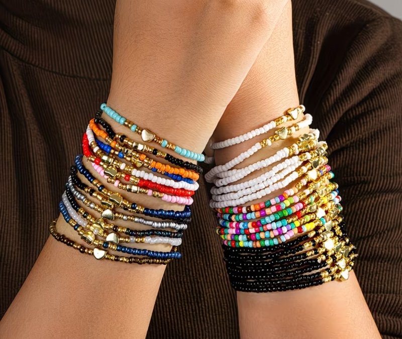 35 pièces Ensemble de Bracelets Empilables Bohème Multicolores - Chaînes de Main à Perles Multicolores, Tenue Décontractée, Fêtes, Mariages, Anniversaires, Idée Cadeau Toute l'Année (Perles Boho)