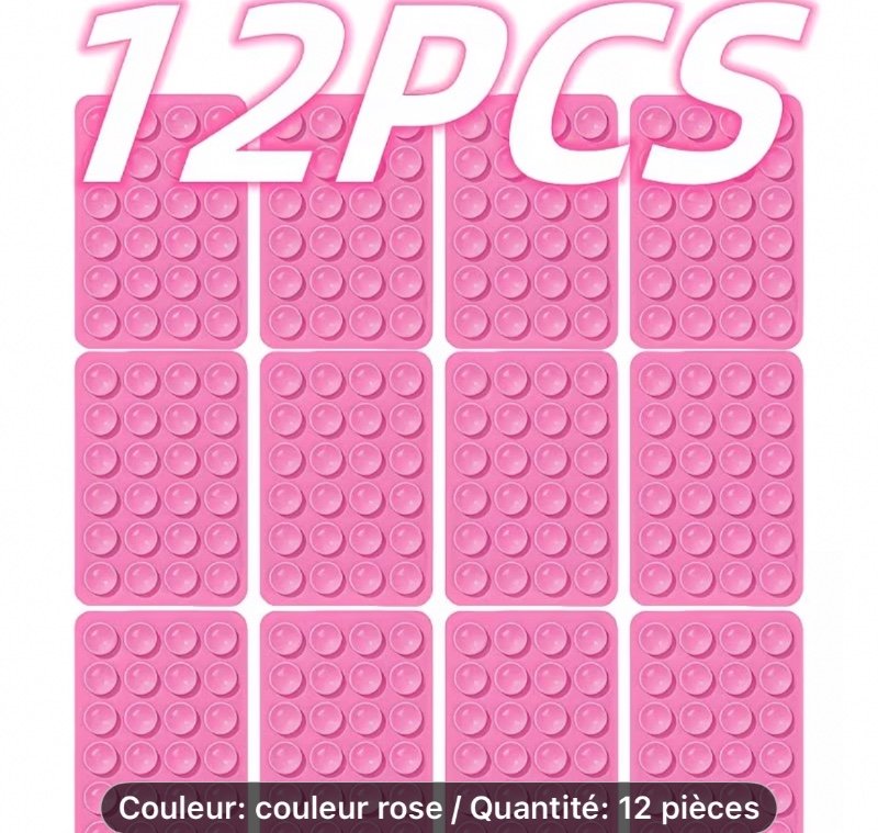 12 Supports à Ventouse en Silicone | Supports Adhésifs Multifonctionnels Antidérapants pour Téléphone, Supports Carrés Portables Détachables pour Selfies Mains Libres et Enregistrement Vidéo - Idéal pour Cosmétique, Fitness, Douche, Voiture et Cuisine