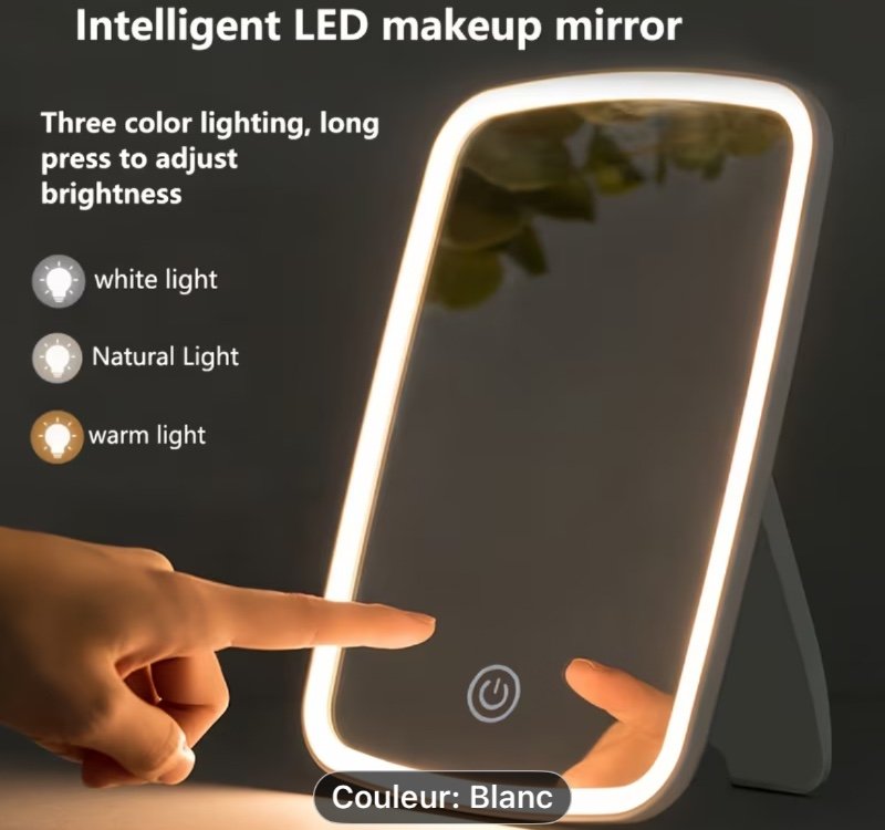Miroir de Cosmétique LED portable de voyage - Commandes tactiles pratiques, 3 modes d'éclairage réglables, design élégant et magnifique, adapté à un usage quotidien du Cosmétique, un cadeau attentionné pour les sœurs, la famille et les amis
