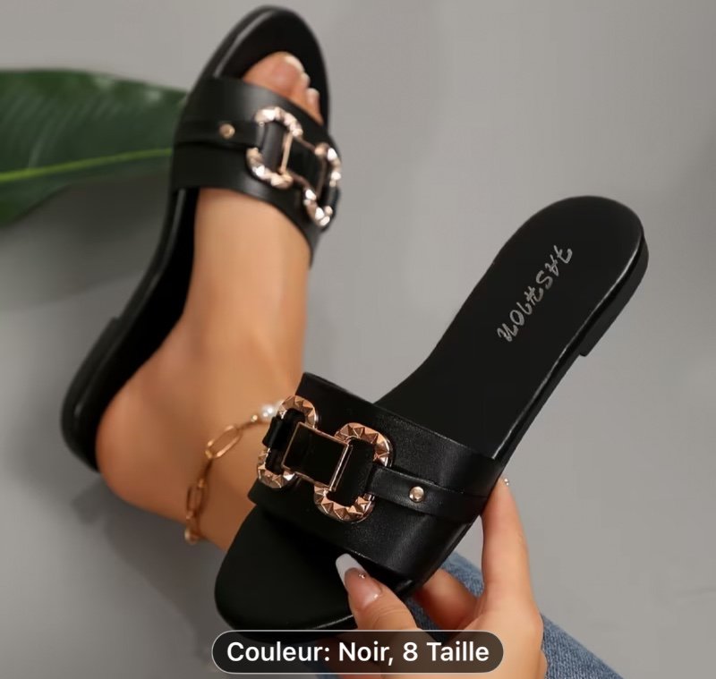 Sandales confortables et élégantes à enfiler pour femmes, parfaites pour une utilisation intérieure et extérieure, avec un bout rond, idéales pour les tenues décontractées et les vacances avec un talon plat bas.