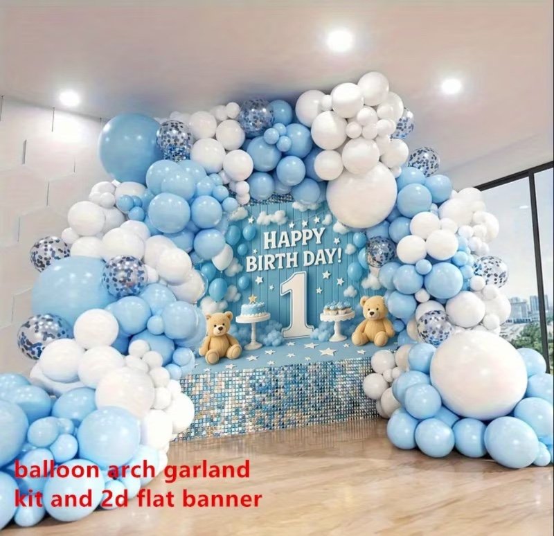 balloon arch garland kit and 2d flat banner