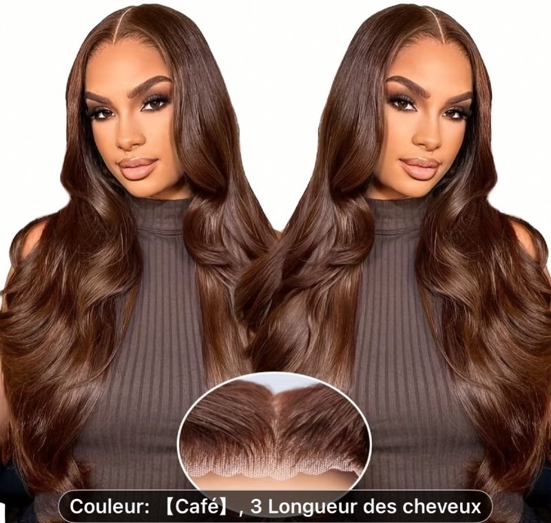 7X5 Perruques marron HD à fermeture en dentelle, cheveux humains, densité 150, perruques sans colle, cheveux humains pré-pincés et pré-coupés avec nœuds blanchis, cheveux marron ondulés pour débutants