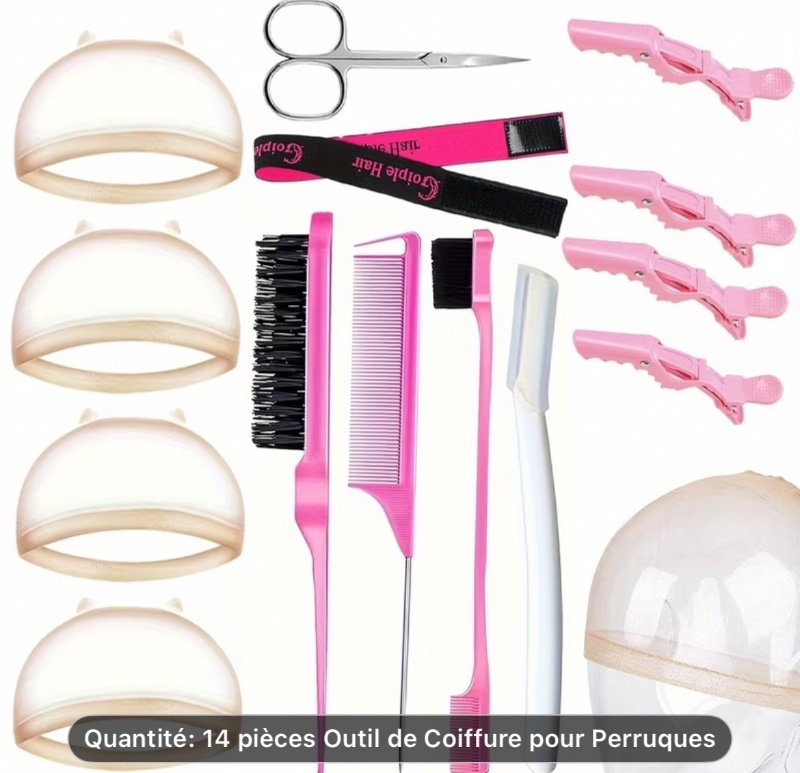 Kit d'outils pour perruques à dentelle Goiple, bandeau de fusion, rasoir à sourcils de précision, pince à épiler, brosse pour contours, bandeau de maintien et ciseaux, idéal pour porteurs de perruques et passionnés de coiffure, fusion parfaite, contrôle d